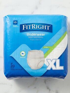 1 pack Fitright size XL underwear contains 20 adult diapers